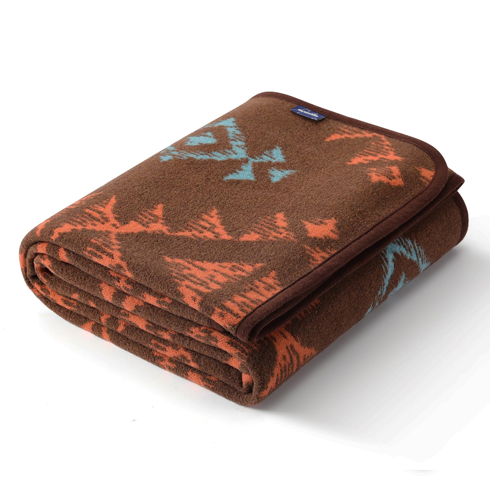ACUSHLA Manta de lana merina, gruesa, grande, cálida, lavable, para sofá, cama, sofá, picnic, viajes, camping, para todas las estaciones, (160 x 200 cm, estilo navajo, marrón)