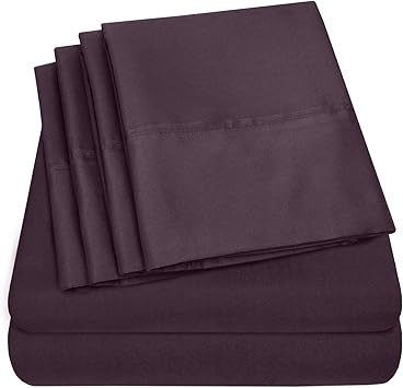 Queen Sheets Purple - 6 Piece 1500 Supreme Collection Fine Brushed Microfiber Deep Pocket Queen Sheet Set Bedding - 2 Extra P