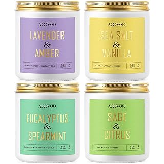 AOOVOO Scented Candles Set - Lavender/Vanilla/Sage/Eucalyptus, Wood Wick Candles, Candle for Home Scented - 4 Pack Soy Candle Gifts