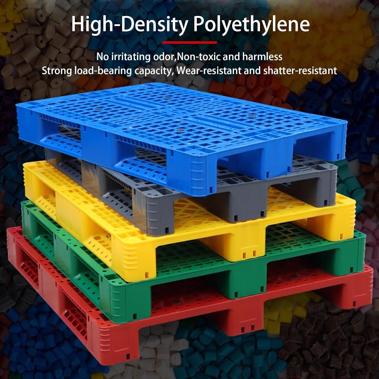 High Density Polyethylene Pallet,Breathable Mesh Lightweight Pallet,Suitable For Warehouse Garage Supermarket Outside Wet Storage(Red,100x80cm/39.3x31.4in)