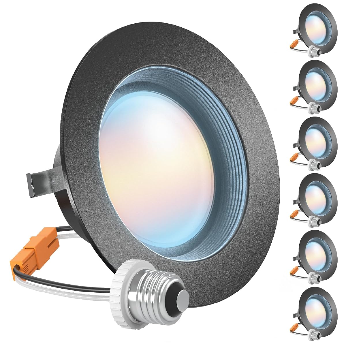 Sunco 6 Pack LED Can Lights 4 Inch Black Recessed Lighting Selectable CCT