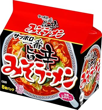 Sapporo Ichiban Miso Ramen, Delicious Spicy, 5 Servings Pack 3.6 oz 102 g x 5