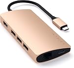 Satechi USB C Hub Multiport Adapter V3, 8 in 1 USB C Dongle with 8K HDMI, 85W USB-C PD Charging, 4 USB-C Data Ports, Ethernet, SD Card Reader for Mac, Windows - Midnight SL/MT