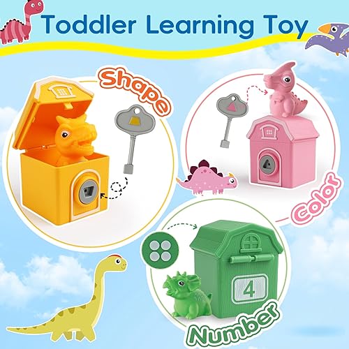 Miniatura 2 de Juguetes de aprendizaje Montessori para niños de 2 a 4 años, conteo educativo a juego y clasificación de tren de dinosaurios con llaves para