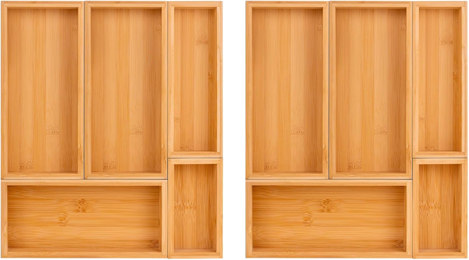 bamboo drawer organizer Set,expandable drawer dividers,wooden storage organizers,drawer organizers for kitchen, bathroom,flatware,Tea Bag Organizer (2 X 5PCS Natural)