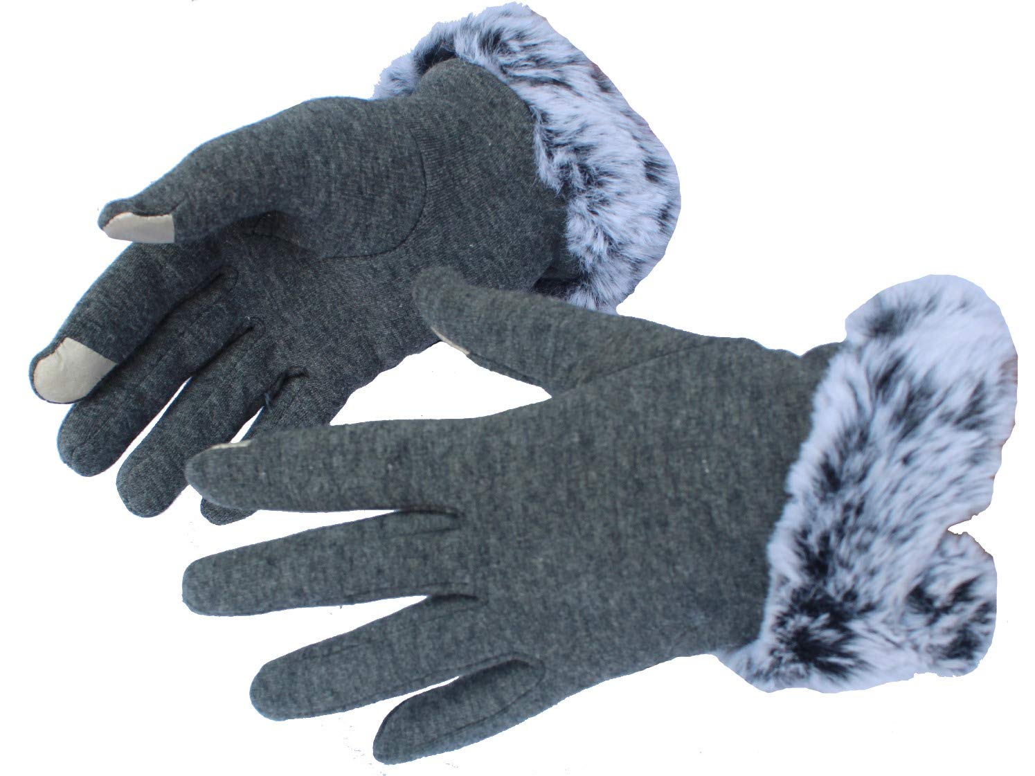 Women Wrist Winter Soft and warm Covered Finger Rabbit Fur Gloves/Mittens (Warm, Windproof, Wool) (With Mobile Screen Touch) (Grey)-image-14