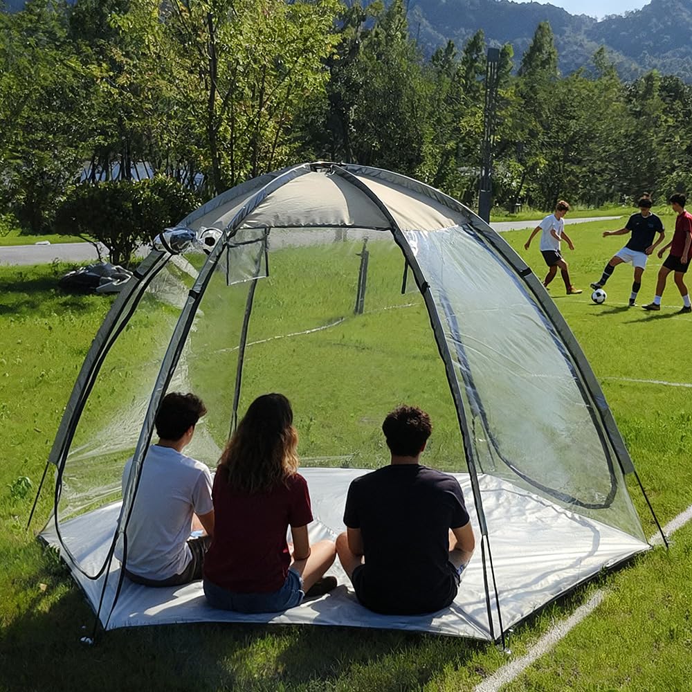 Tente de sport transparente pour 2 personnes - Vue panoramique à 360° - Coupe-vent - Portable - Tente à bulles pour camping, pêche et activités sportives