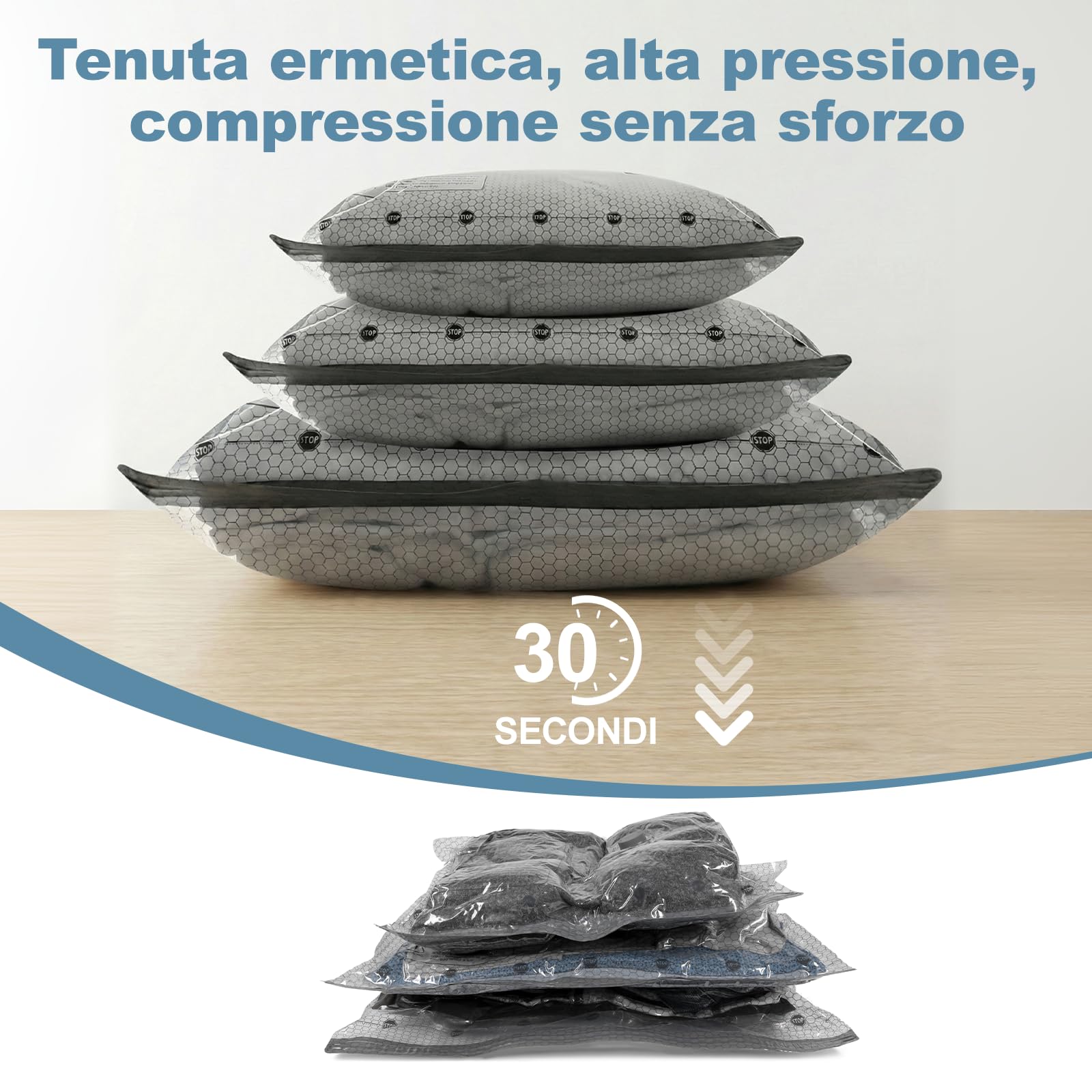Sacchetti Sottovuoto Vestiti con Pompa Elettrica Wireless 2x40x50cm, 2x40x60cm, 2x50x60cm,Carehabi Buste Sottovuoto Salvaspazio per Valigia, Sacchi Sottovuoto Piumoni e Vestiti da Viaggio, USB-C
