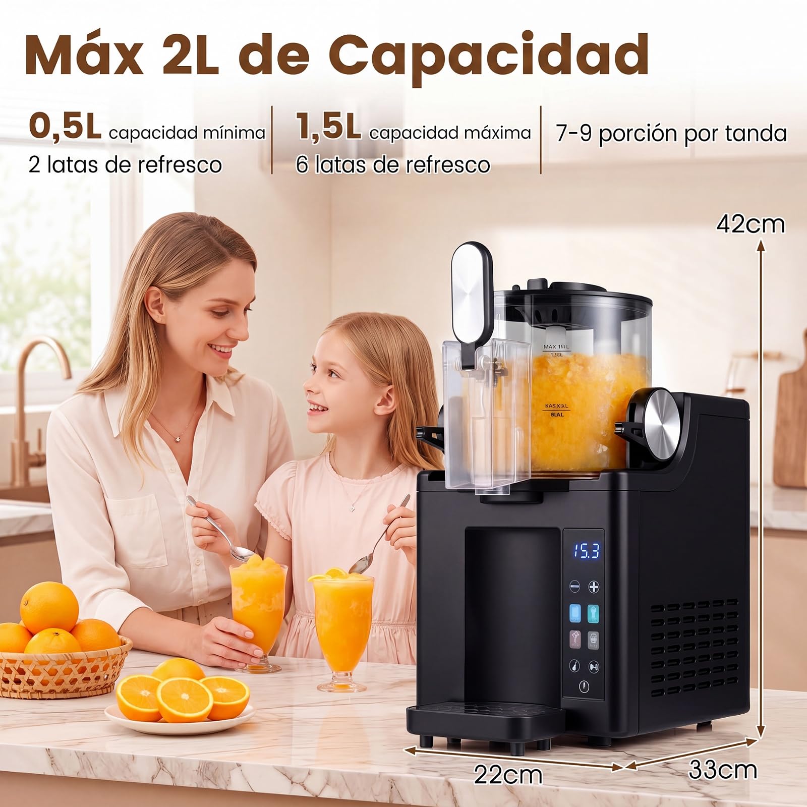 COSTWAY Máquina de Granizado,Capacidad de 1,5L, Pantalla LED | 4 Programas Preestablecidos, Máquina de Helada para Hacer Frappés, Batidos y Granizados con Alcohol