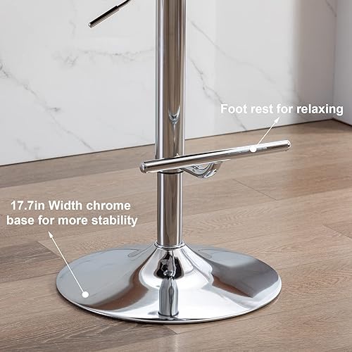 Miniatura 7 de DUOMAY Juego de 2 taburetes de bar giratorios modernos, taburete de bar de tela de lino de altura ajustable con respaldo de barril para isla de