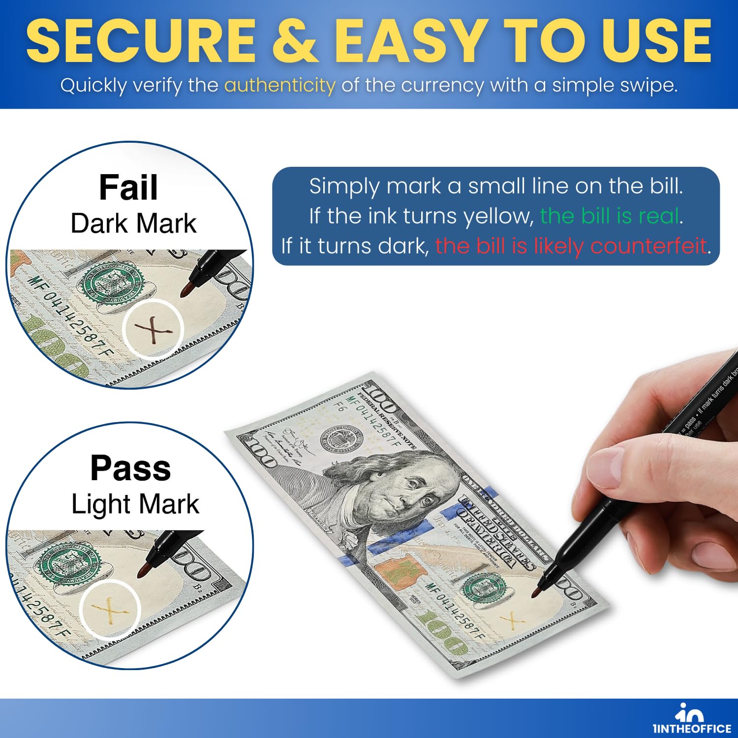 Snapklik.com : 1InTheOffice Counterfeit Money Detector Pen, Counterfeit ...