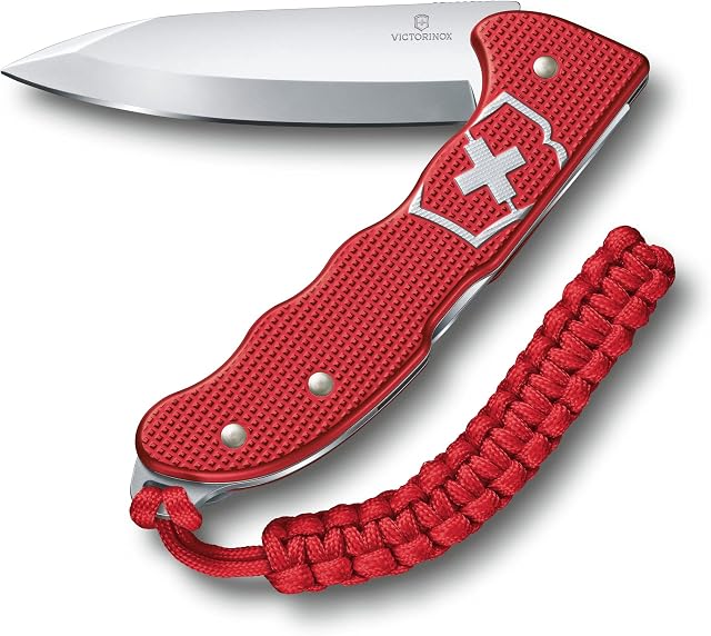 Victorinox Hunter Pro Alox Swiss Army Pocket Knife, Large, Multi Tool, 4 Functions, Large Locking Blade, Red