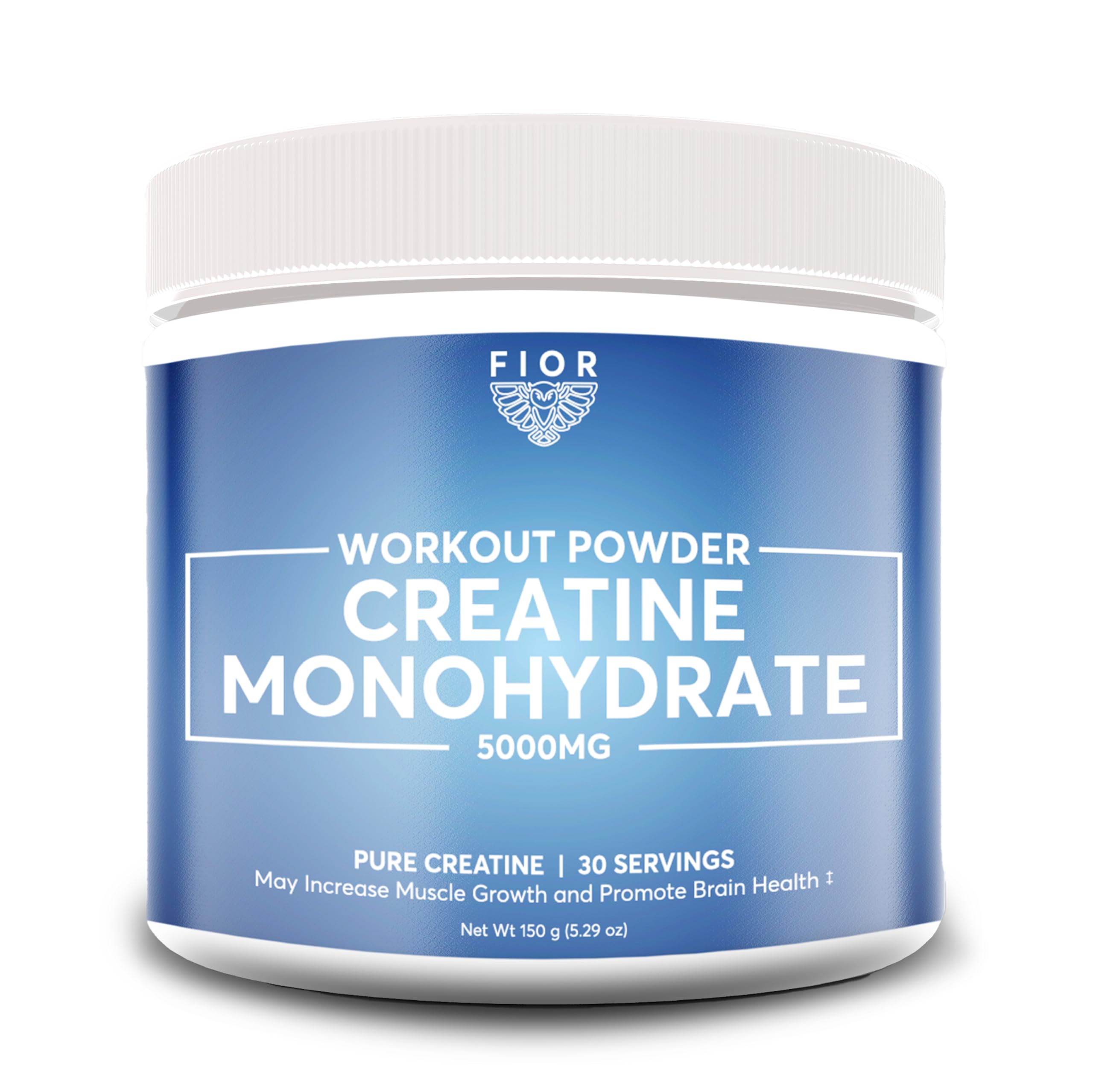 FIOR Pure Creatine Monohydrate Powder - Micronized Creatine for Men & Women, Pure Non-GMO, Vegan & Gluten Free Creatine Powder, 5 Grams per Serving, 30 Servings