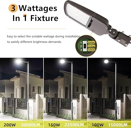 Miniatura 3 de Luz de estacionamiento LED regulable de 200 W para exteriores con fotocélula del atardecer al amanecer, 30000LM (150LMW) 5000K 750W HPSHID Equiv,