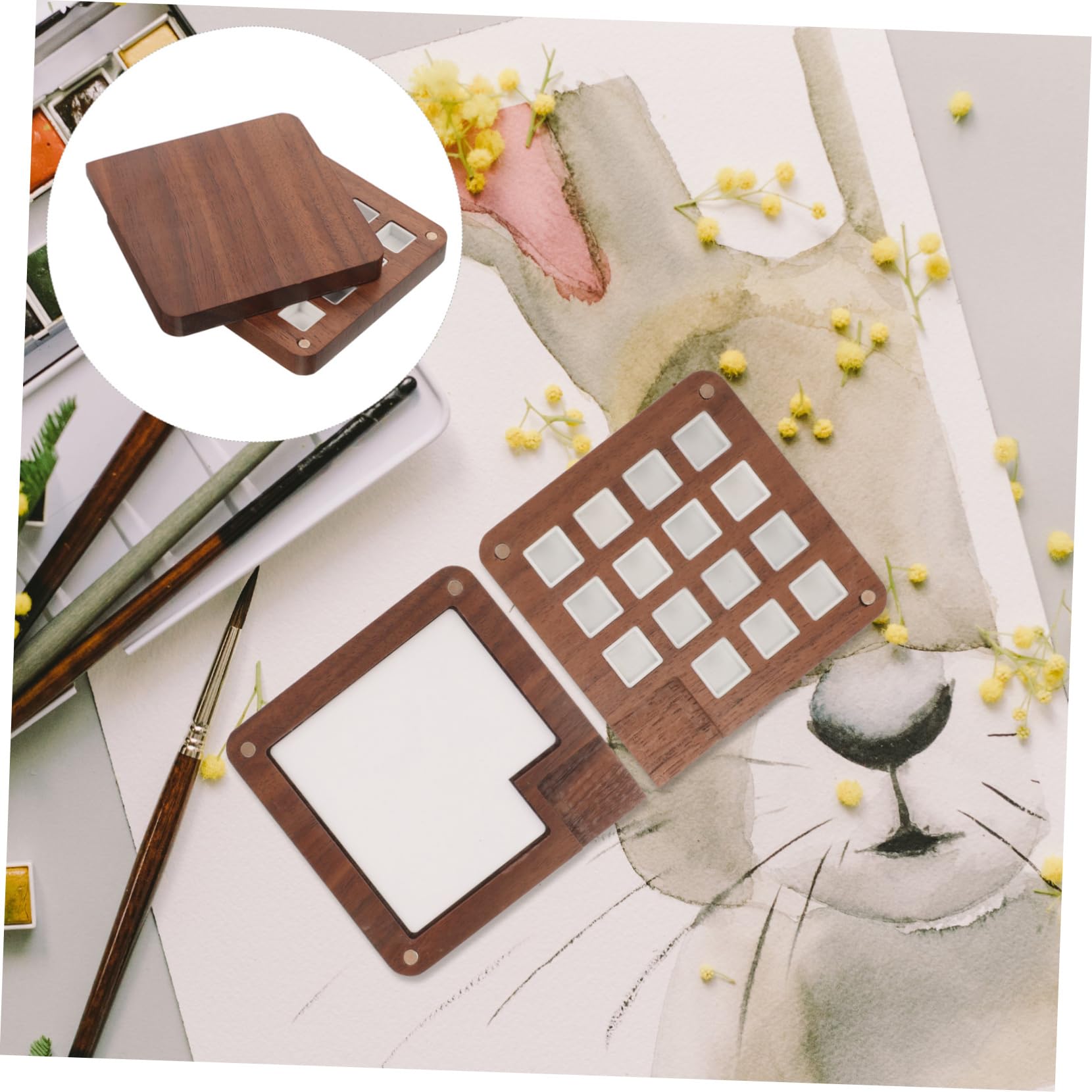 Gadpiparty Boîte De 3 Pièces Boîte De Peinture Aquarelle en Bois Petite Palette D'aquarelle Palette De Peinture Aquarelle Palette Aquarelle Vide Palettes De Peinture Plastique