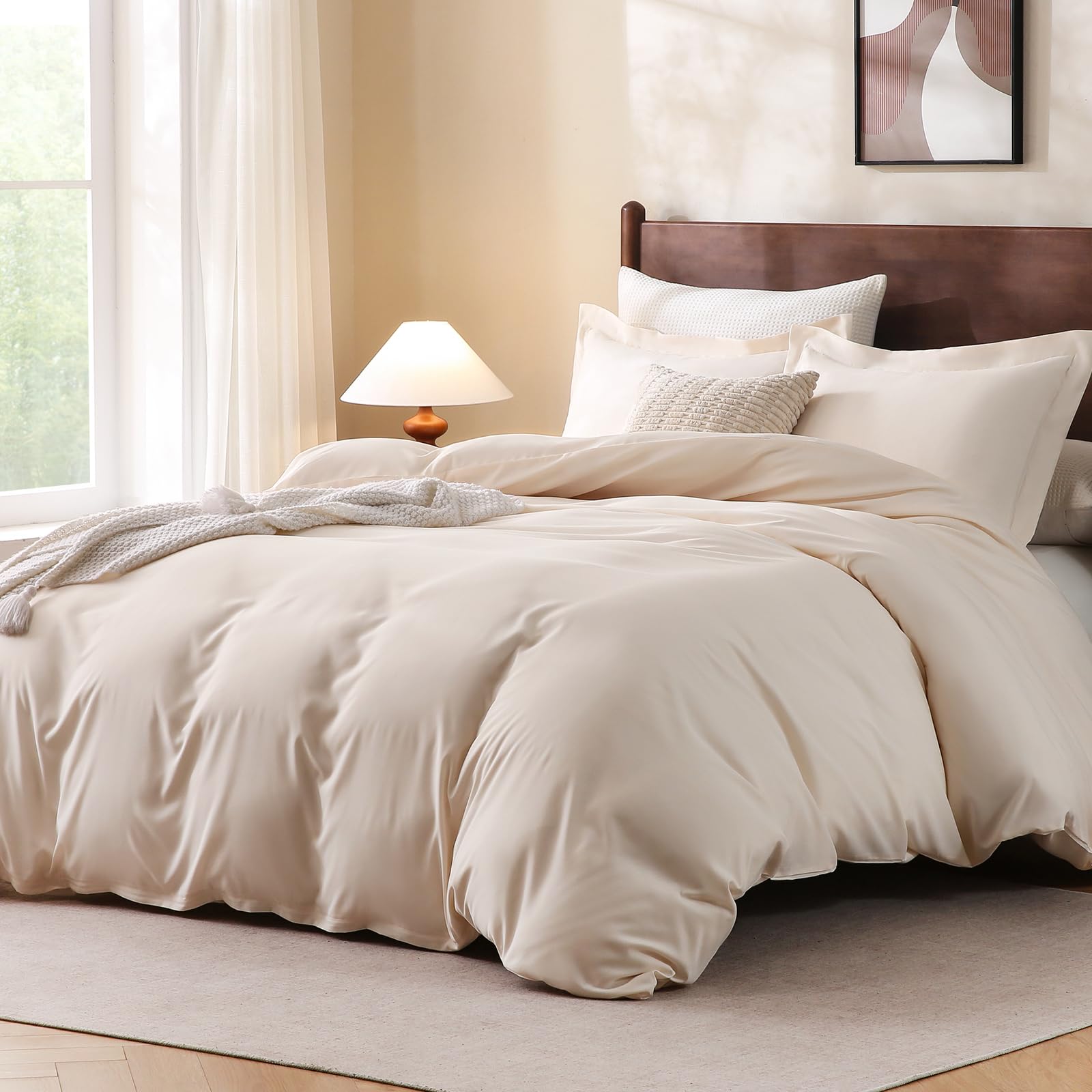 Photo 1 of FreshCulture Twin Duvet Cover Set - 2pc Microfiber, Cream