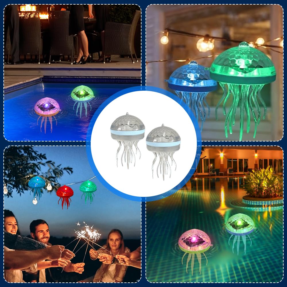 Solar Schwimmende Poolbeleuchtung, 2 Stück Solar Schwimmende Pool Licht Mit 7 Rgb Farbwechsel, Wasserdicht IP55 Jellyfish Solarlampe, SolarPoolbeleuchtungSChwimmende FürSchwimmbad Pools,Party
