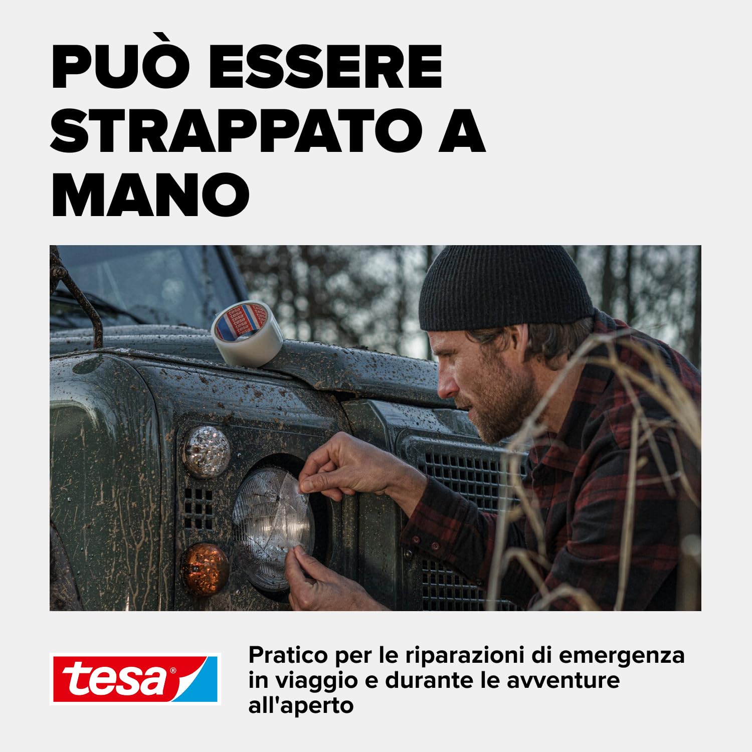 tesa Nastro per Riparazioni Ultra Power Clear - Nastro di riparazione trasparente per riparazioni invisibili - Resistente alle intemperie e strappabile a mano - 10 m x 48 mm