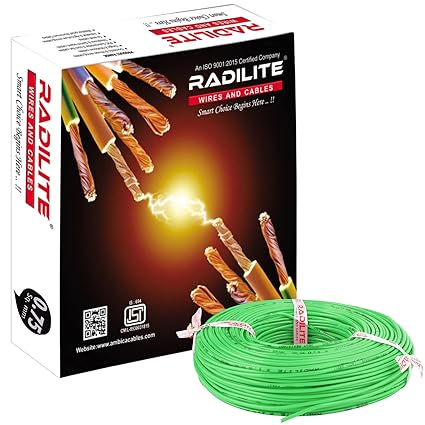 RADILITE Copper Wire with Triple Layer PVC Coating, Single Core Flexible Electric Cable for Domestic & Industrial Connections (0.75mm, 90m Long, green) (RLWC01)