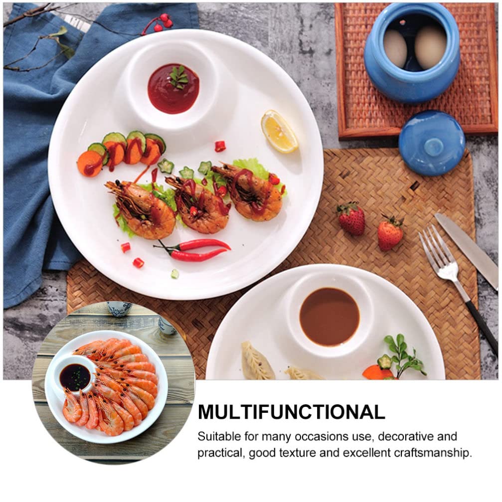 Luxshiny Food Trays 3PCS Dumpling Plates Chip And Dip Set Sushi Plate With Sauce Divider For Home Kitchen Party Trays - View #3