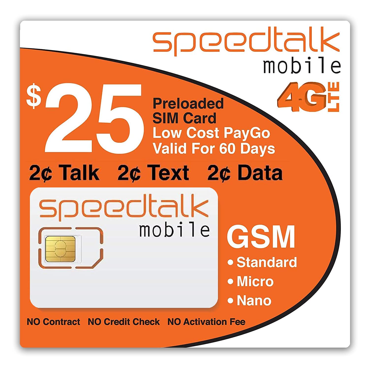Amazon.com: SpeedTalk Mobile Smart Phone Preloaded SIM Card - 2¢ Talk Text  Data Plan | No Contract 60-Day Wireless Service : Cell Phones & Accessories