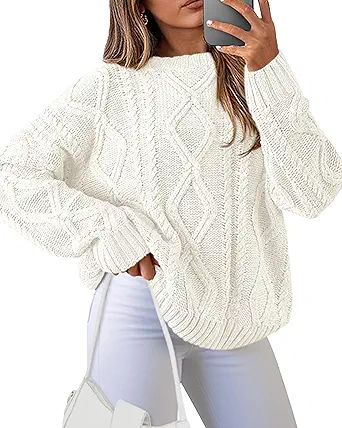 BTFBM Casual Women Long Sleeve Sweater 2025 Fall Ribbed Knit Pullover Loose Crewneck Cable Sweater Jumper Tops