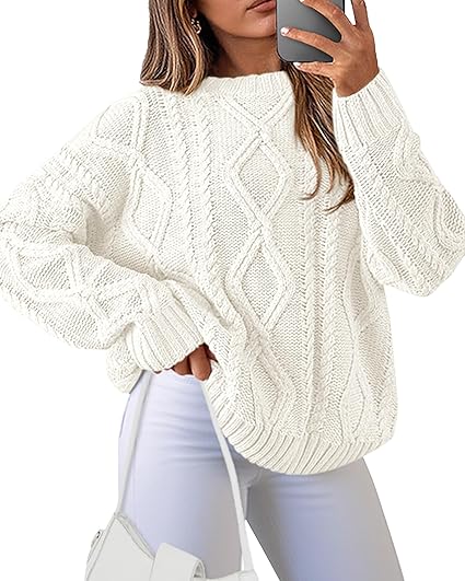 BTFBM Casual Women Long Sleeve Sweater 2025 Fall Ribbed Knit Pullover Loose Crewneck Cable Sweater Jumper Tops