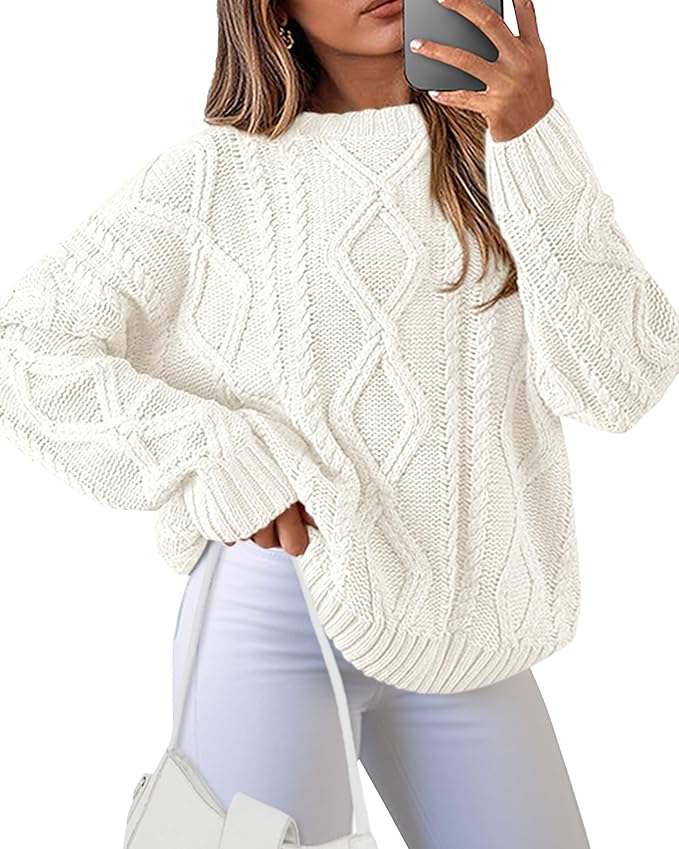 BTFBM Casual Women Long Sleeve Sweater 2025 Fall Ribbed Knit Pullover Loose Crewneck Cable Sweater Jumper Tops