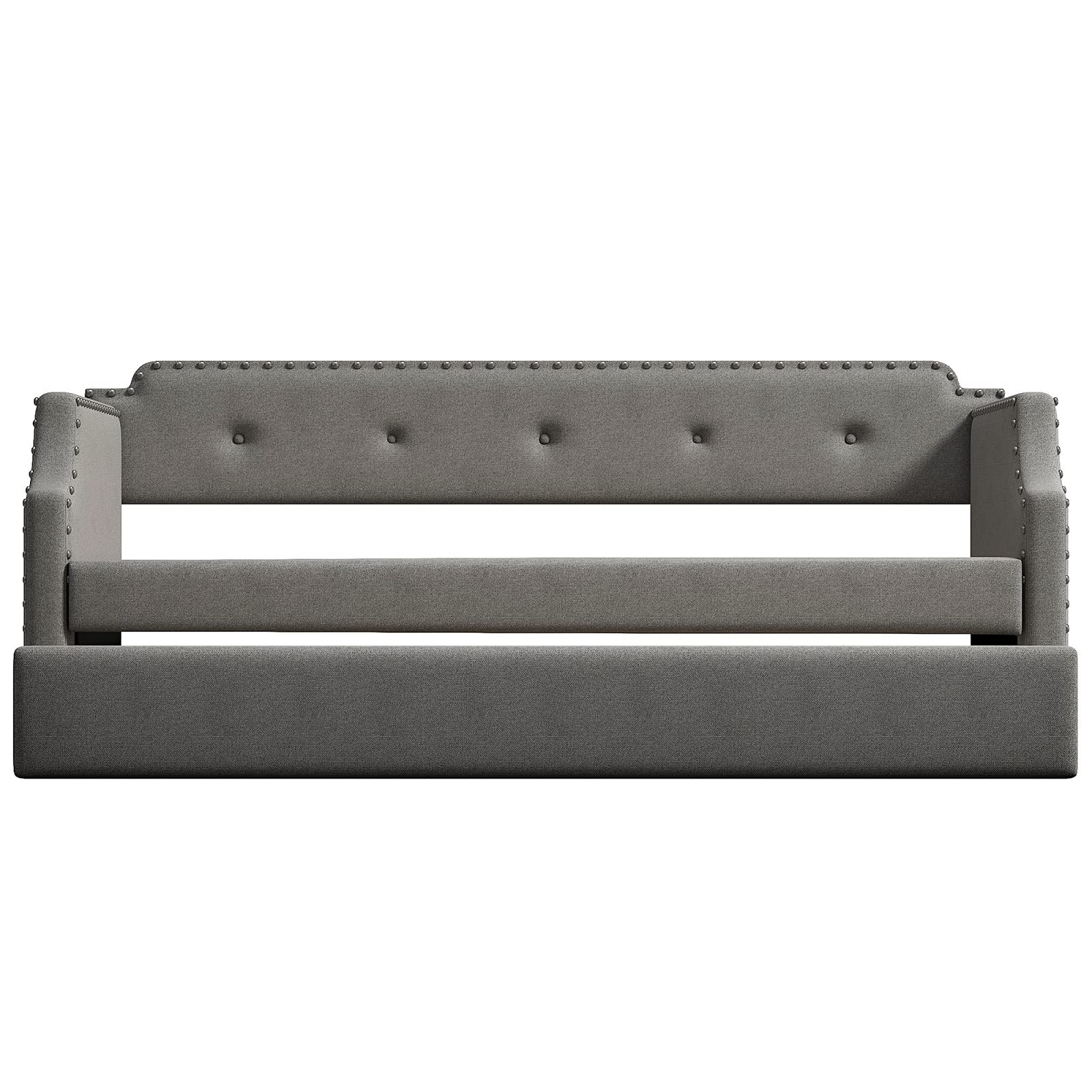 Takefuns Upholstered Daybed with Trundle, Wood Slat Support,Upholstered Frame Sofa Bed, Twin,Gray (BOX 1 of 2 ONLY)