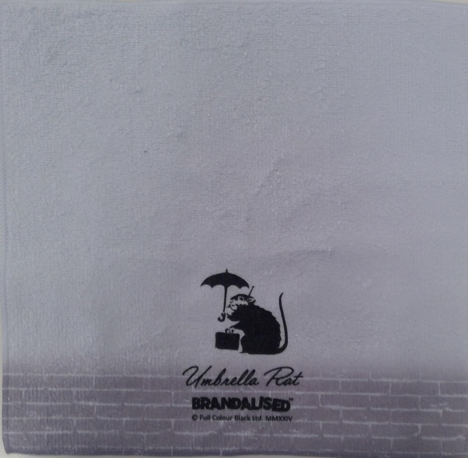 【ハンドタオル】バンクシー アンブレララット BANKSY ストリートアート 正体不明 ステンシルアート 25cmX25cm (A:グレー)