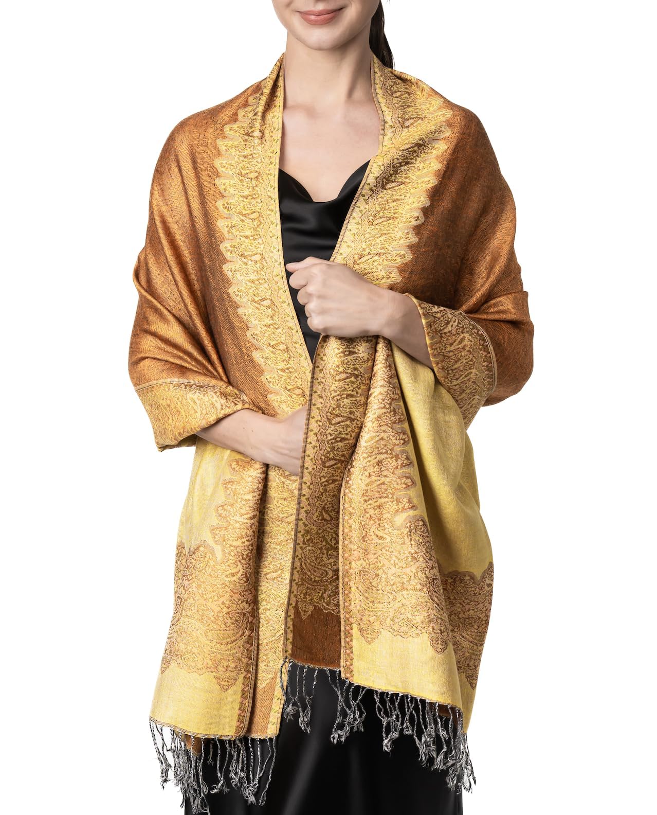 AchilleaElegant Reversible Paisley Border Pashmina Shawl Wrap Scarf