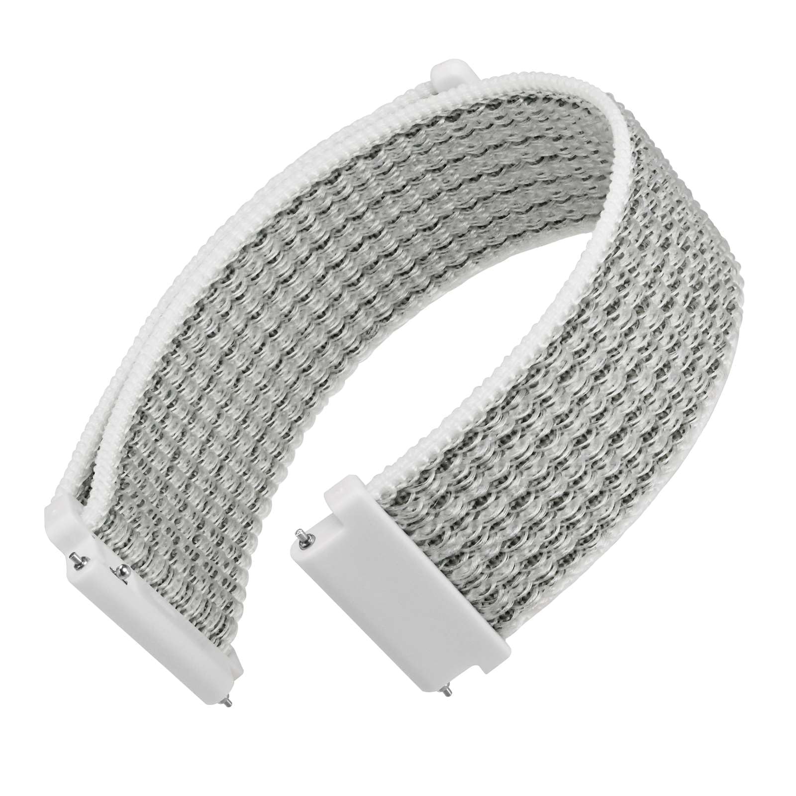 WOCCI 22mm Verstellbares Nylon Uhrenarmband, Sport Loop Armband mit Schnellverschluss (Weiß/Grau)