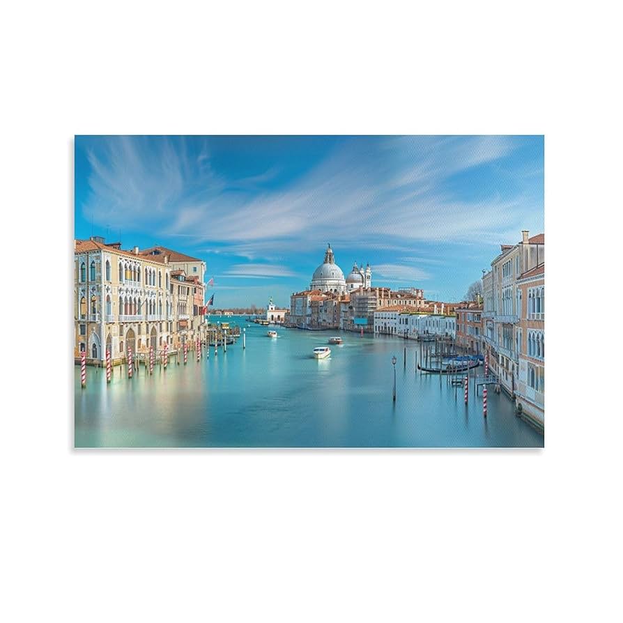 ★秀作★ 手書き油絵 ヴェネツィア大運河 絵画 額付き インテリア 油彩画 ☆秀作☆ 手書き油絵 ヴェネツィア大運河 絵画 額付き
