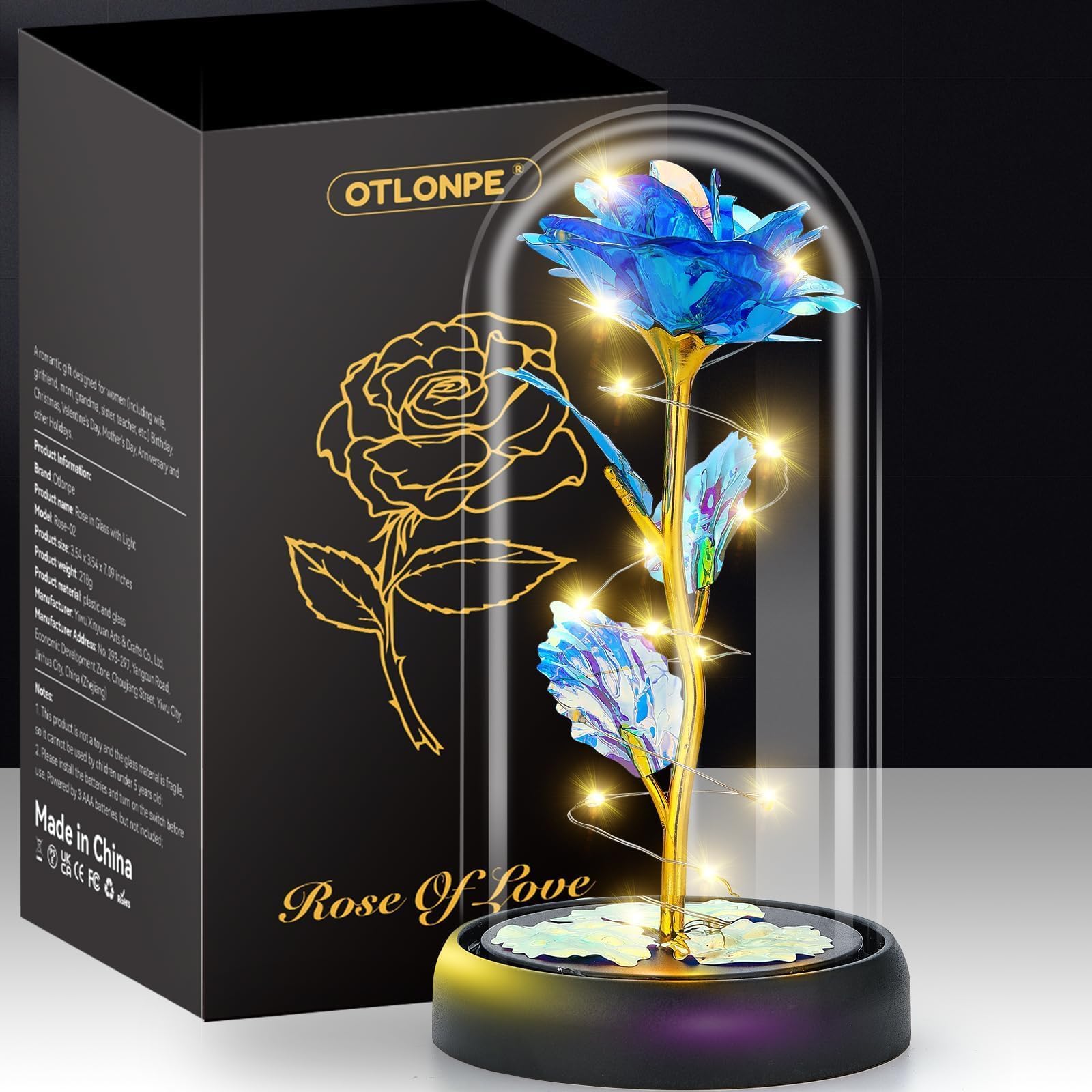 Otlonpe Muttertagsgeschenke für Mama, 7 Zoll Ewige Glas Rose Personalisiert Frauen Valentinstag Weihnachts, Geburtstagsgeschenk, Frauen Blumen für Freundin Mama Oma Frau