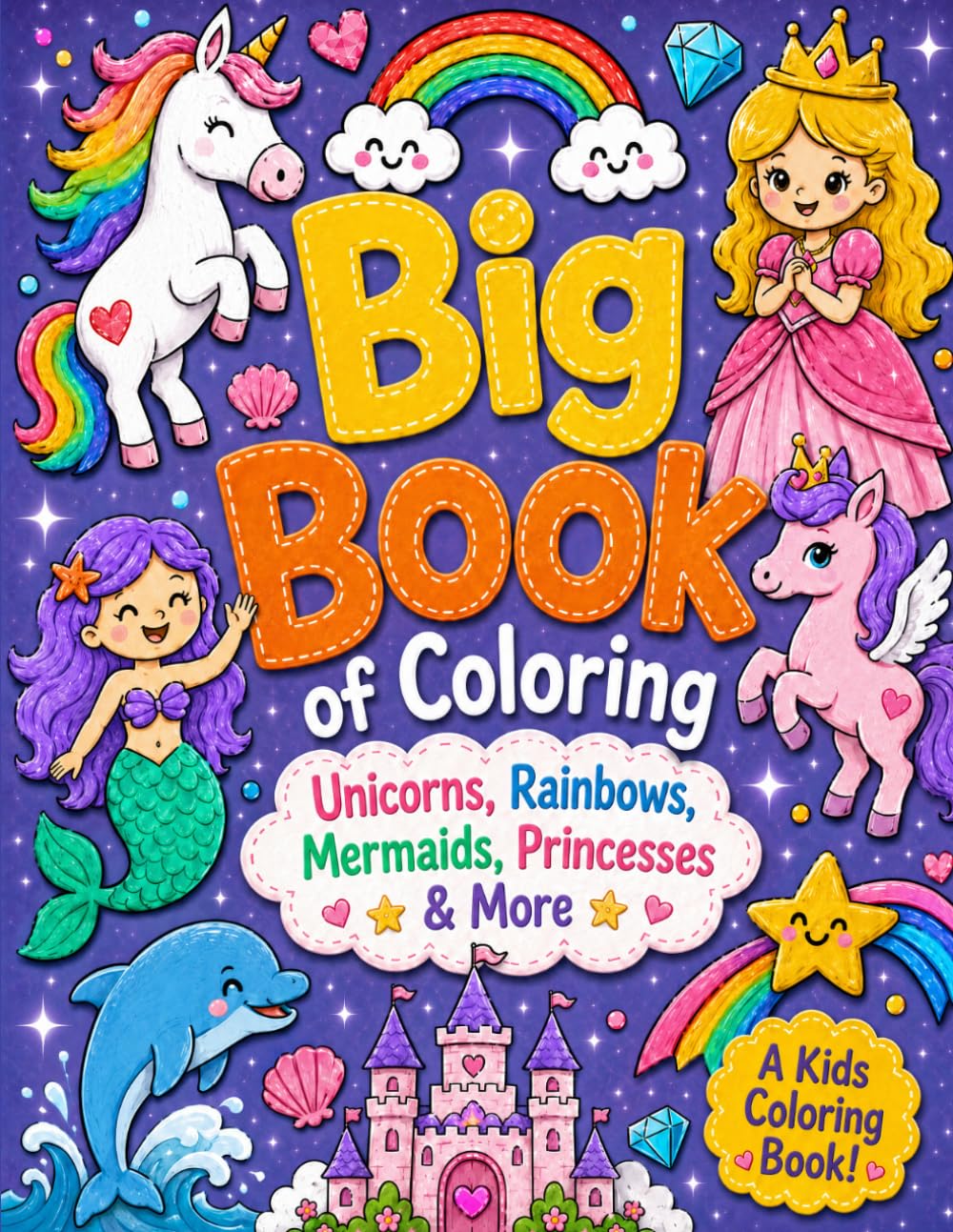 Big Book of Coloring - Unicorns, Rainbows, Mermaids, Princesses & More - Kids Coloring Book