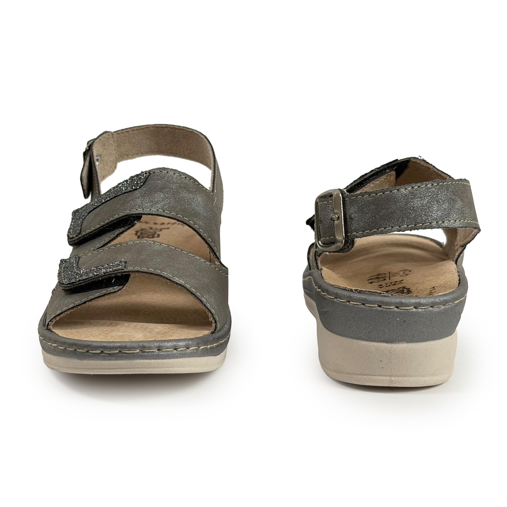 JOMIX Sandali Donna Comodi Ortopedici con Strappo e Fibbia Regolabile Plantare Estraibile in Vera Pelle Scarpe Estivi Ergonomici Anatomici da Anziani Piedi Sensibili e Uso Quotidiano