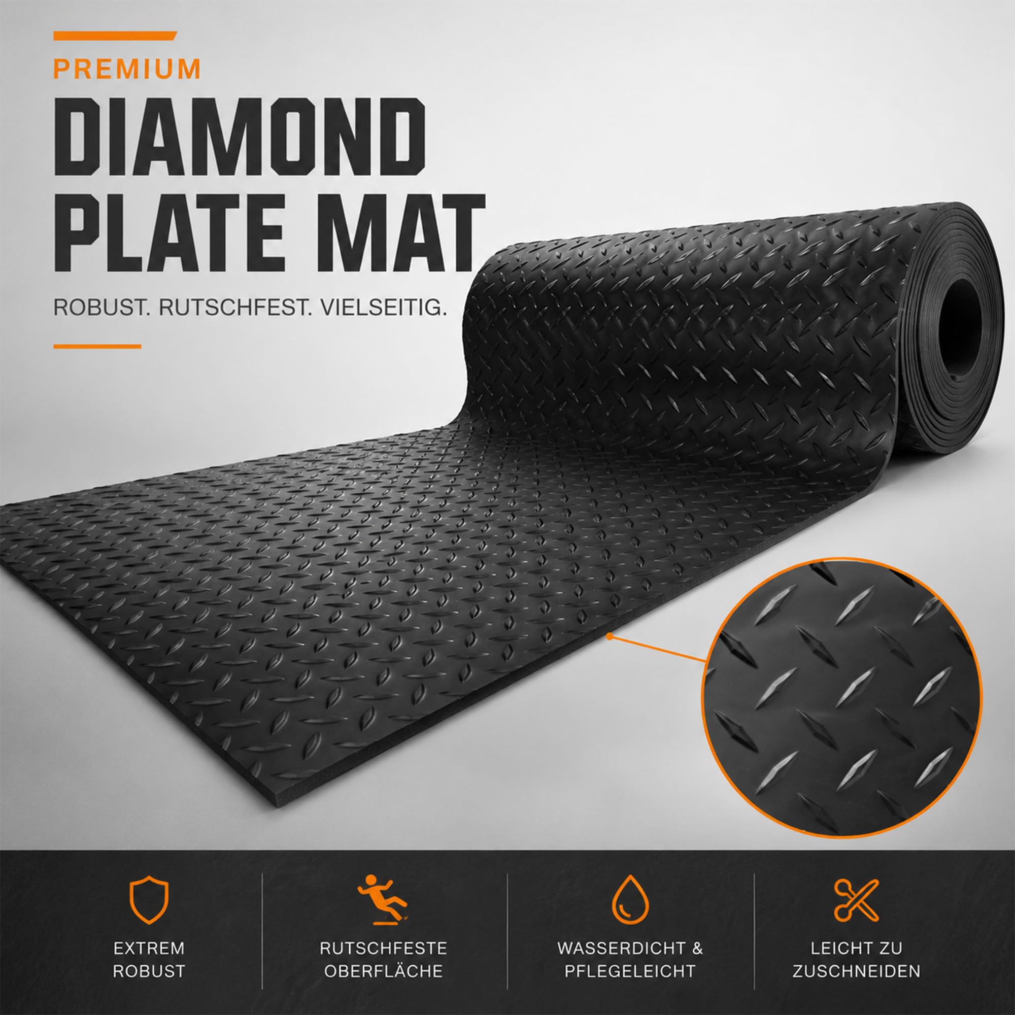 300 x 150 cm Gummimatte Meterware Schutzmatte, garagenboden matten, Noppenmatte Bodenmatte aus Gummi, rutschfest Gummimatte Bodenmatte mit Noppen Gummiläufer für Keller, Werkstatt, Garage | Noppenprofil Für Sicheren Halt, 300x150 cm, Zuschneidbar, für Kel