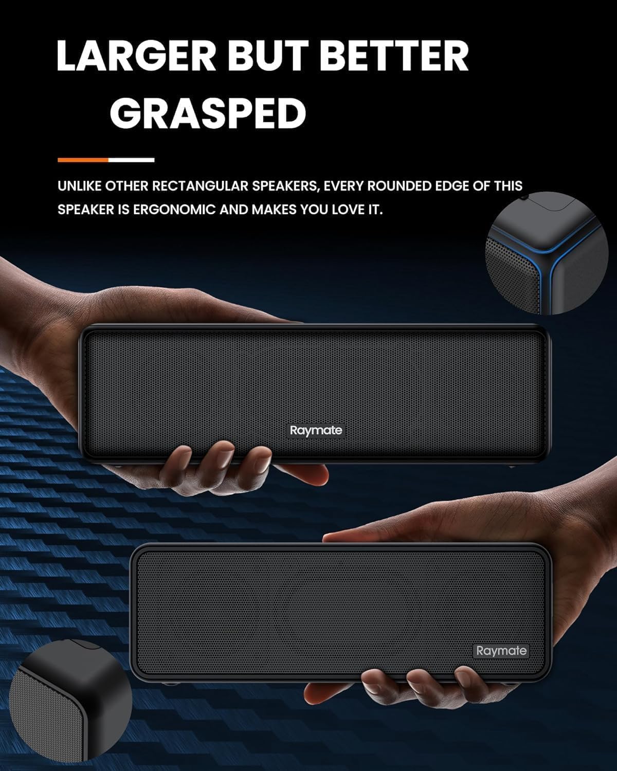 Raymate Bluetooth Speakers, HiFi Stereo Sound with DSP, 30W IPX7 Waterproof Speaker Wireless Bluetooth-V5.0, 1000mins Playtime, Portable Speaker for Home, Outdoor, Party 1