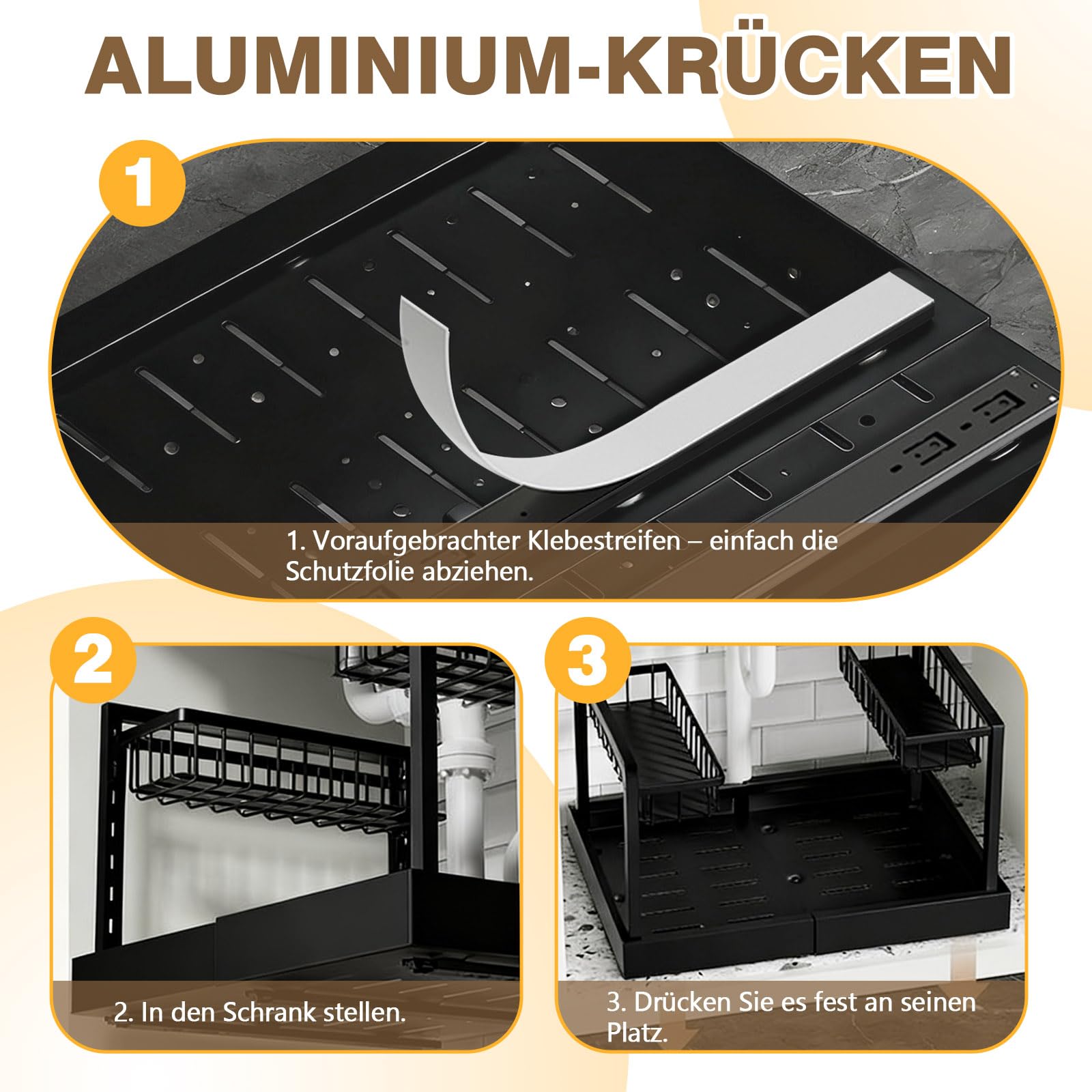 TWSOUL Organizador de armario extensible de 2 niveles debajo del lavabo, organizador de cocina, longitud extensible de 32 a 52 cm, para armario y baño, sistema de organización de armario