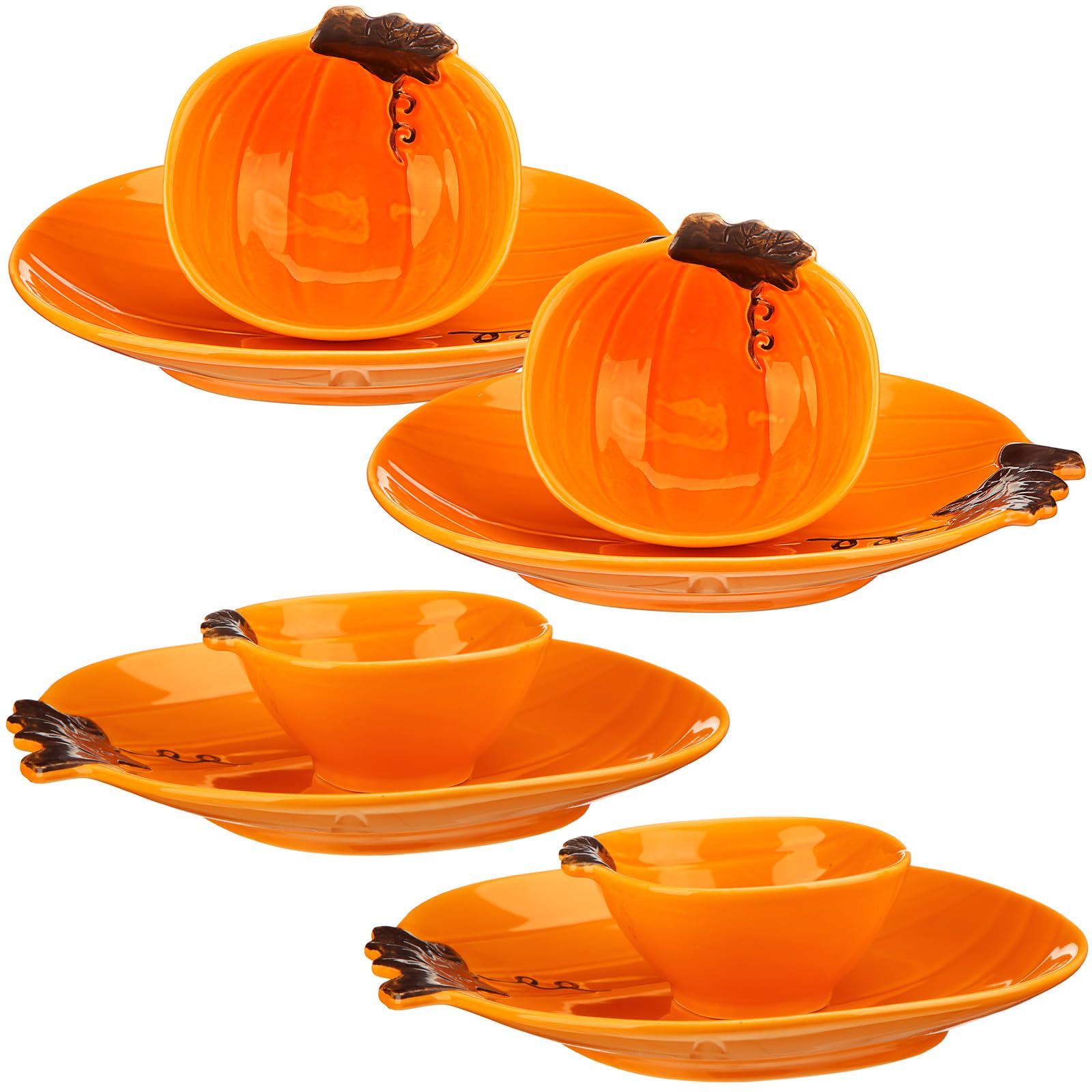 Honeydak 6 Pcs 6 Inch Fall Plates Pumpkin Ceramic Thanksgiving Salad Plates So Blessed Platter Cookie Dishes Autumn Harvest Vintage Dessert Appetizer For Thanksgiving Dinner Party Decoration
