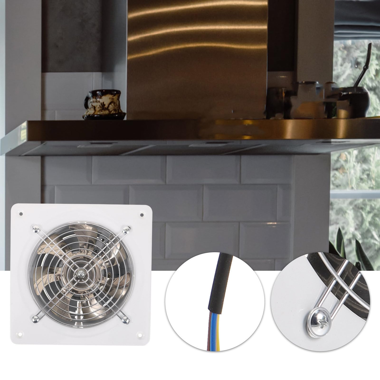 YARNOW Ventilador Extractor de Aire 6 Pulgadas Acero Inoxidable Blanco