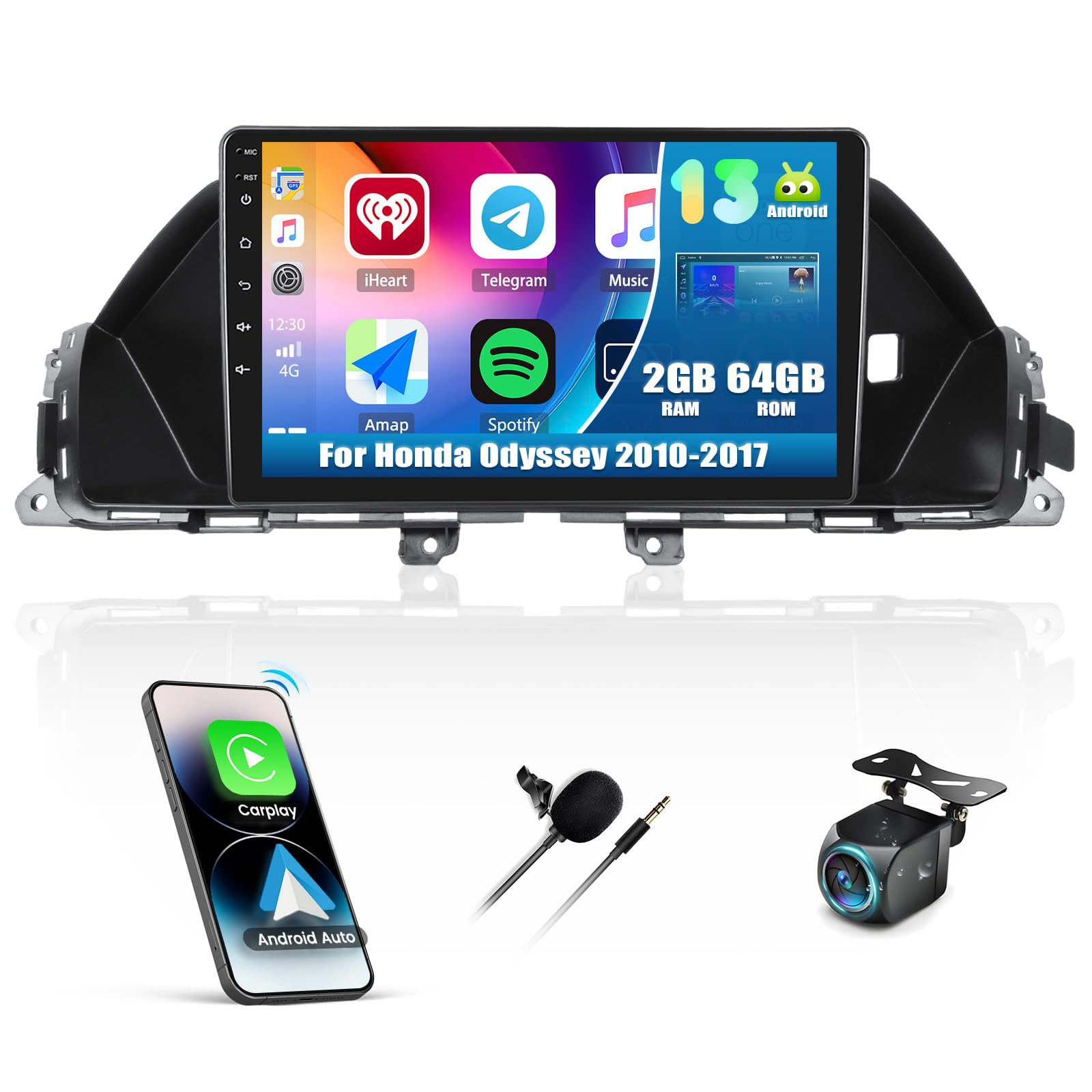 Radio Estéreo Para Coche Android 13 Para Fiat 500 500C 2007-2015, Biorunn 9 Pulgadas GPS Inalámbrico Con Cable Car-Play Android Auto IPS Pantalla Táctil Navegación WiFi FM RDS Unidad Principal 2GB