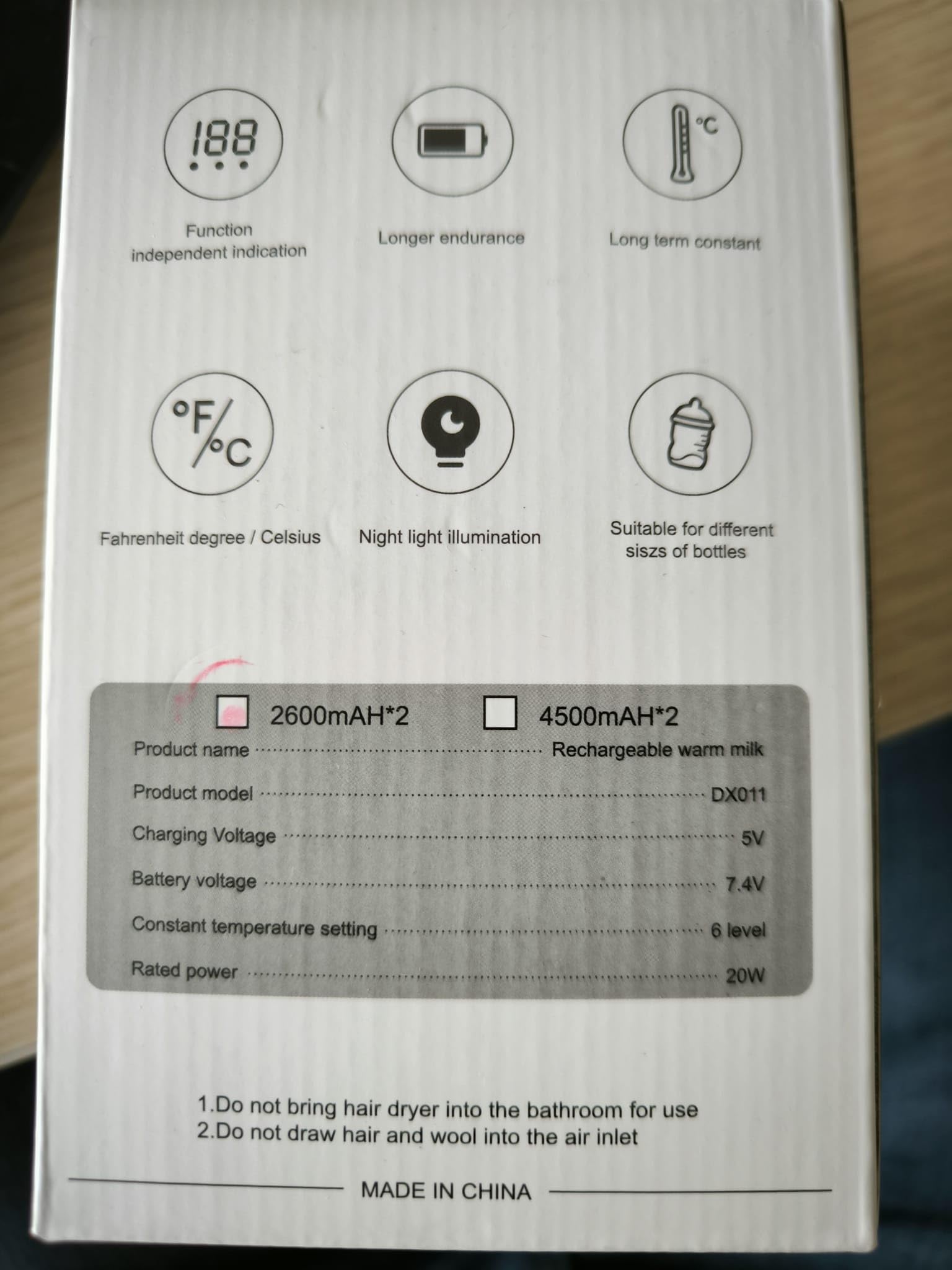 Smartia – calienta biberones portatil Modelo 2026, batería de 9000 mAh y resistente a líquidos, calentador de biberon con pantalla y luz nocturna para tu bebe, 6 niveles de Tº, Cert. CE ROSH