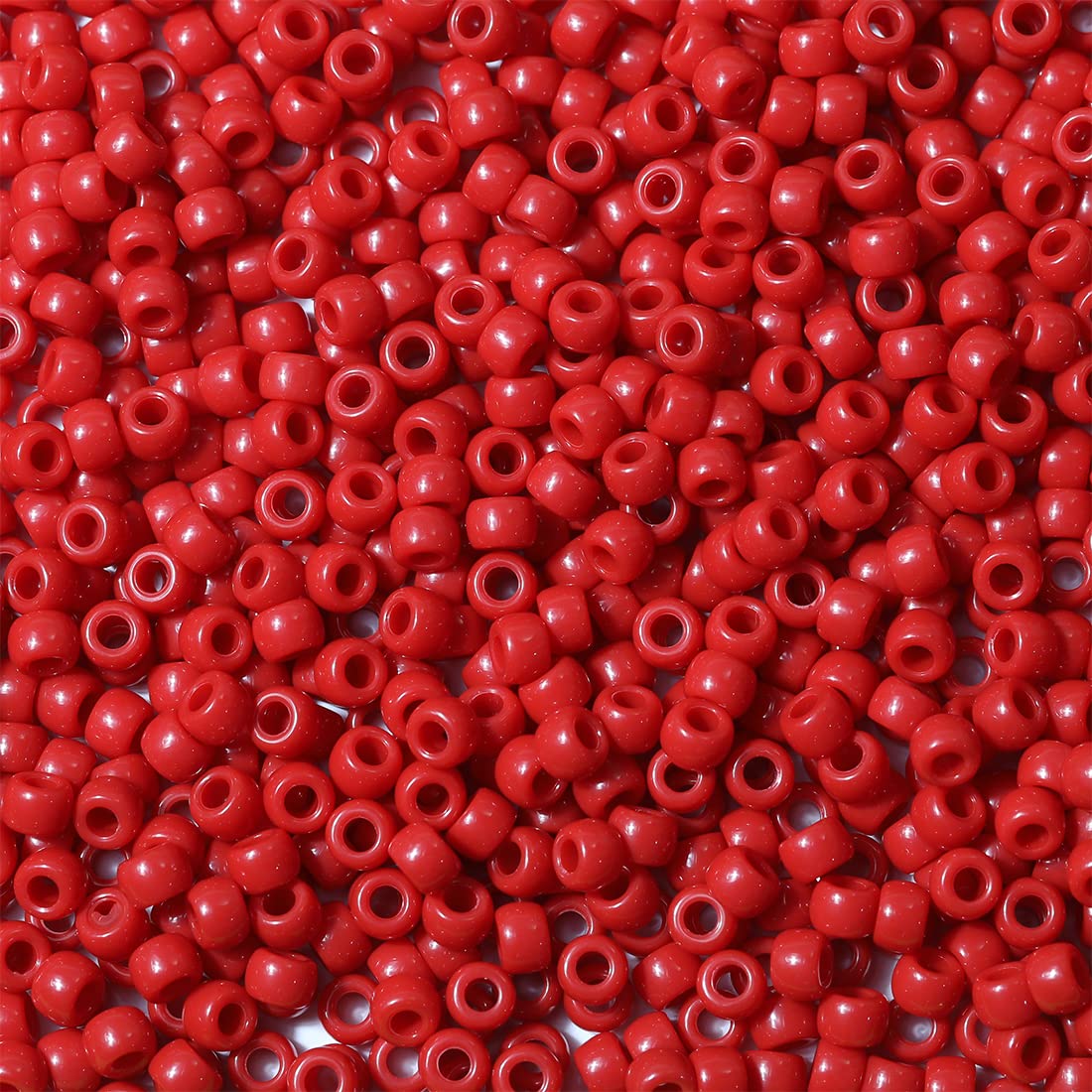 Bala&Fillic Size 6x9mm Red Pony Beads with Smooth Surface Total 1000pcs Craft Pony Beads for Making Bracelets (Red)