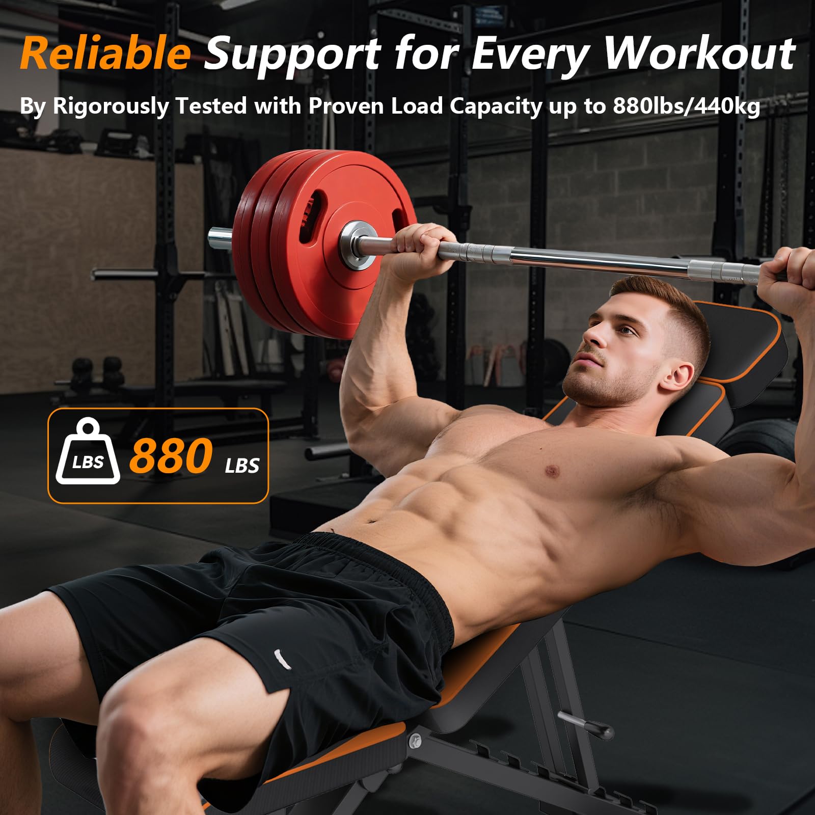 Dskeuzeew Banc de Musculation Pliable Réglable, 400KG Charge Max,Dossier 7 Positions Appui-tête Réglable, l'entraînement, pour Maison & Gym