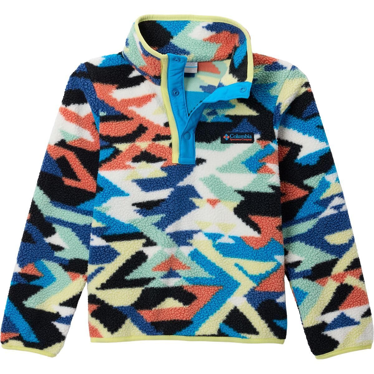 Columbia Youth Helvetia 2 Printed Half Snap Fleece, Fleece Pull Over, Compass Blue Reflections/Compass Blue, XXS