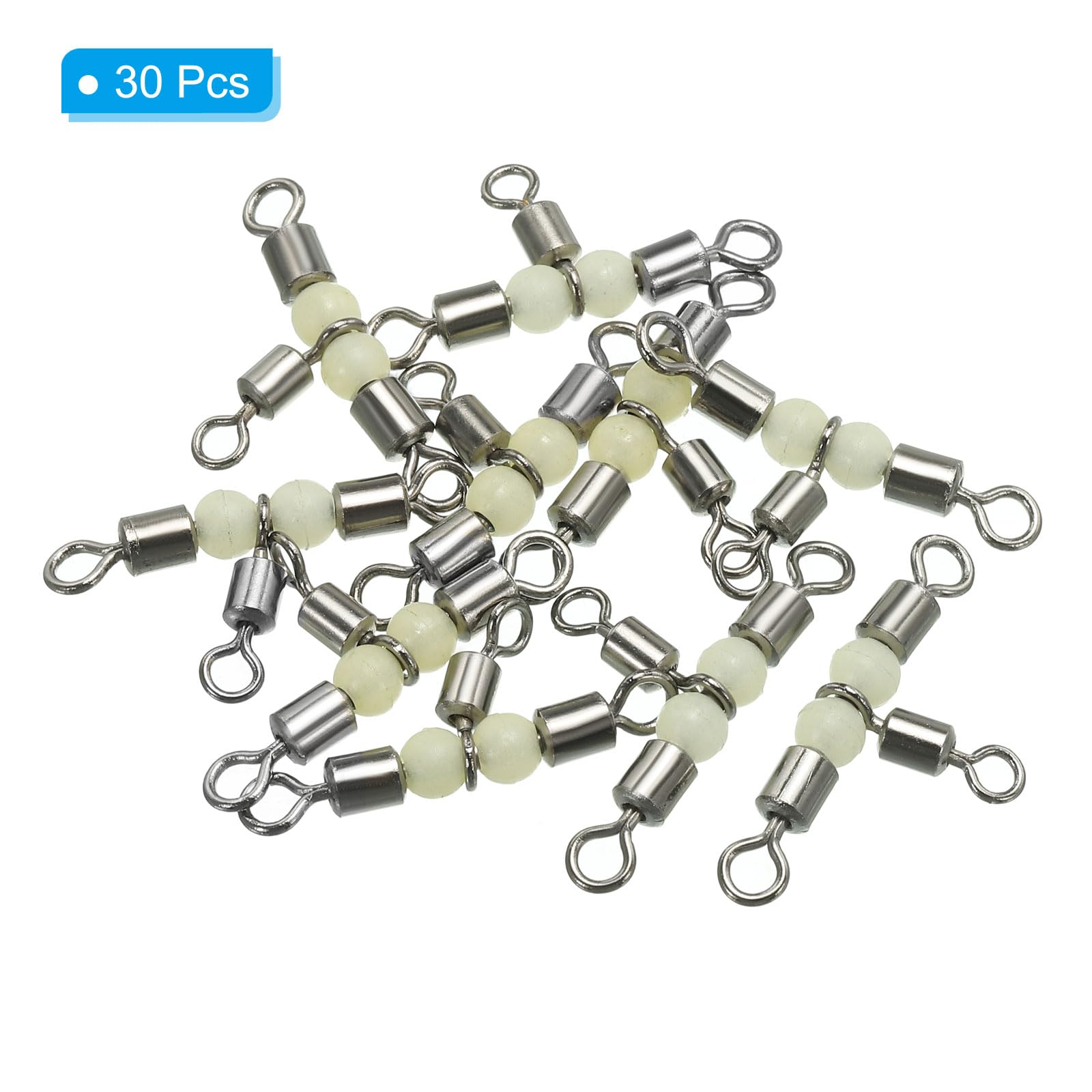 PATIKIL 3 Way Swivel 1.3x0.7 Inch, 30 Pack Cross Line T Turn Rolling Terminal Tackle with Luminous Beads for Catfish Surf Rig Black - Image 3