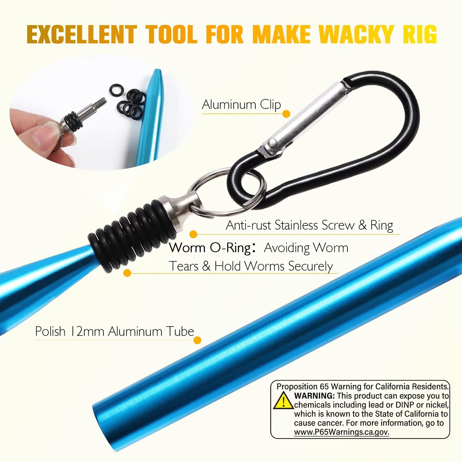 Dovesun 152/50 Pièces Wacky Worm pour Bass Leurres de pêche Kit d'hameçons et de vers de pêche avec appâts en Plastique Souple hameçons Weedless hameçons Offset Worm Wacky Rig