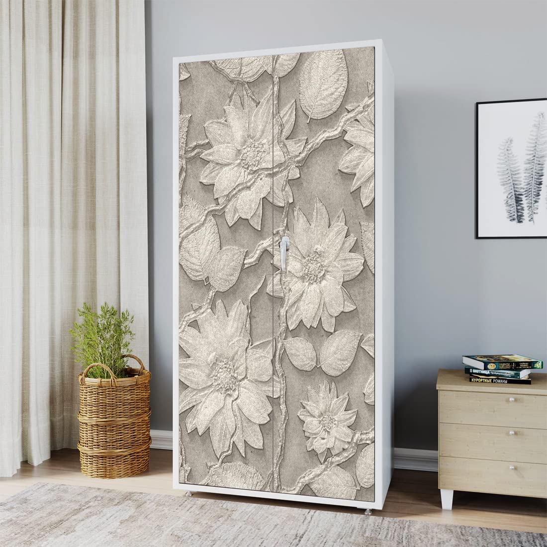 Decor1ders Self Adhesive Almirah Stickers | Almirah Door Wallpapers & Wall Stickers (RetroFlowerAlmira) Extra Large (213x99cm) Home Wardrobe Doors Stickers for Your Almira (B0CTY9TK7P) Amazon Price History, Amazon Price Tracker