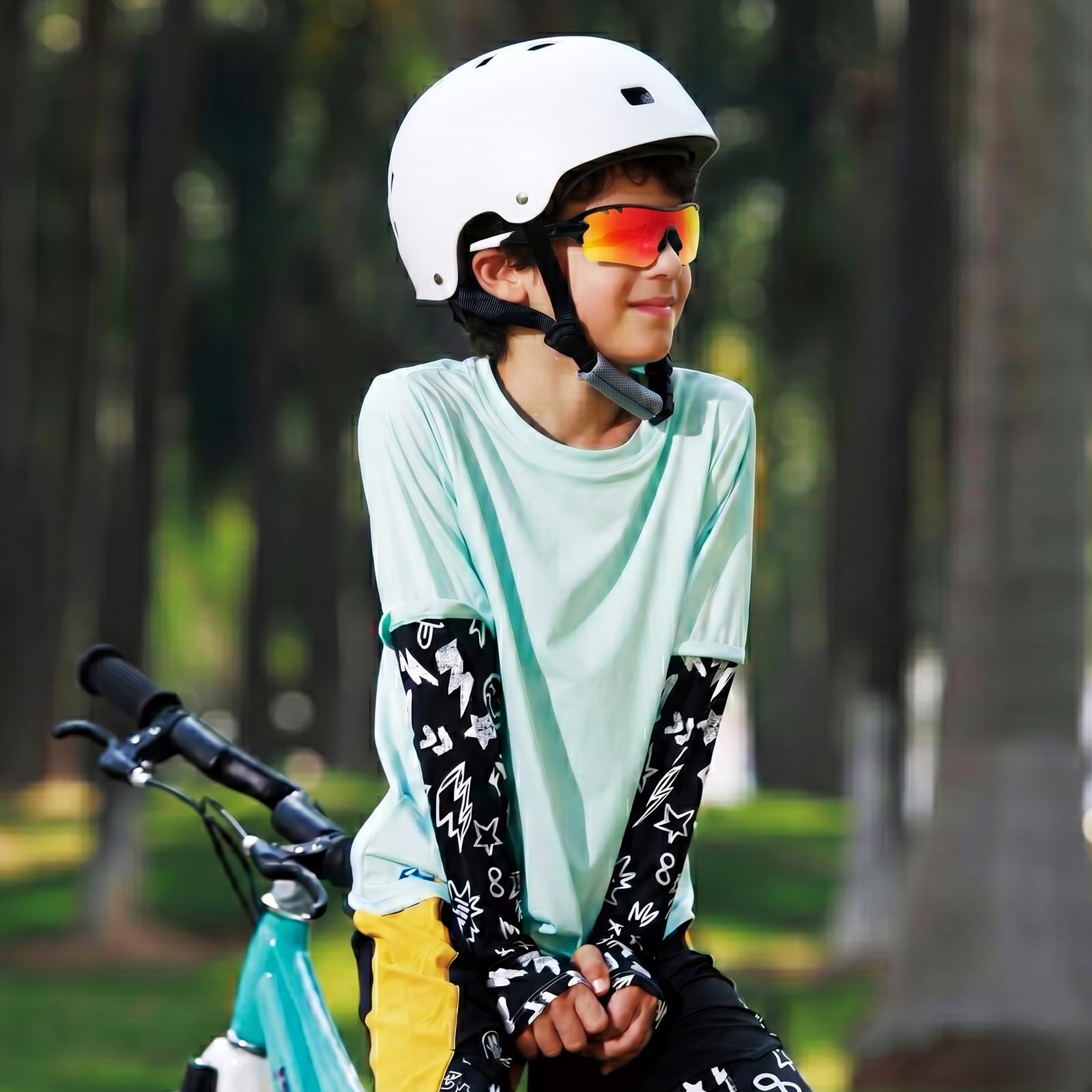 Kinder Fahrradbrille Alter 8-12 Jahre Polarisierte Sportsonnenbrille UV400 Schutz 3 Gläser Leicht